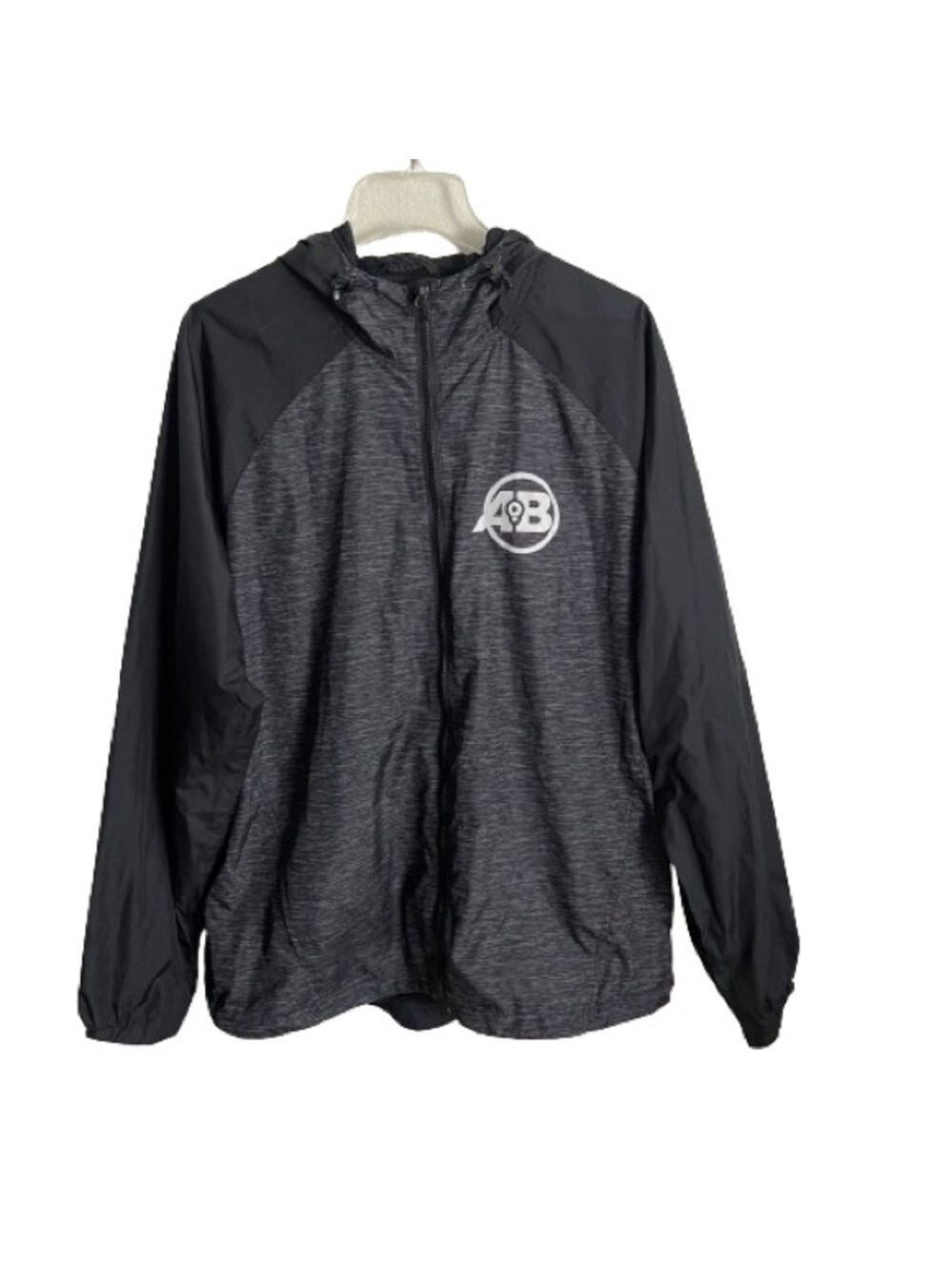 Men’s Sports Tek Black & Grey Lightweight Zip Up Jacket Size Large!